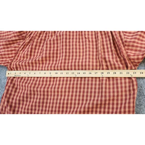 Tommy Bahama Shirt Mens Medium Red Plaid Linen Blend Indigo Palms Button Up - Picture 5 of 16